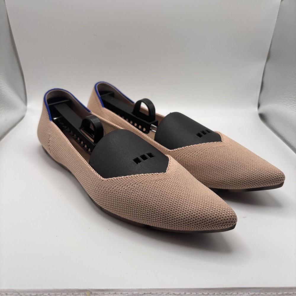 Rothys The Point Sesame Beige Knit Pointed Toe Flats Women 9 Tortoise